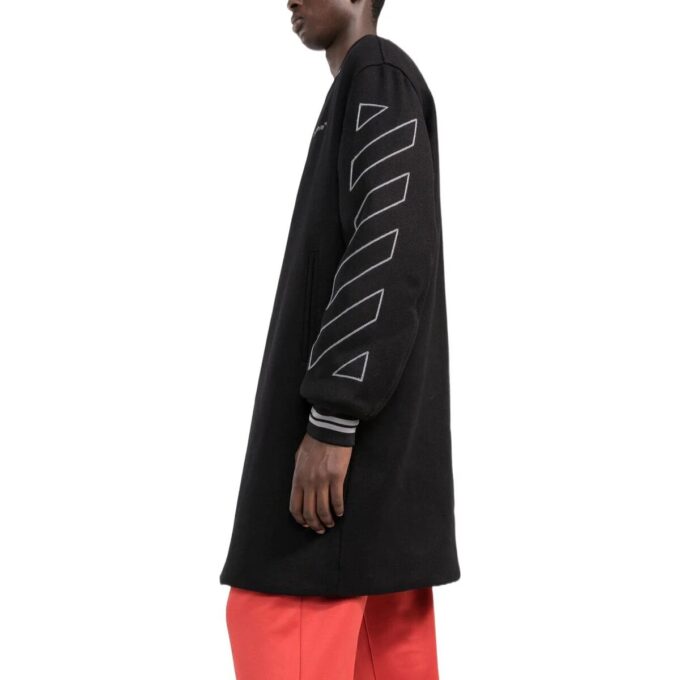 Off-White Herre FW22 Stripe Mid-Length Aviator-versjon Svart jakke
