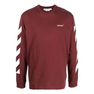 Off-White Herre FW22 Stripe Printing Rundhalset Pullover Rød