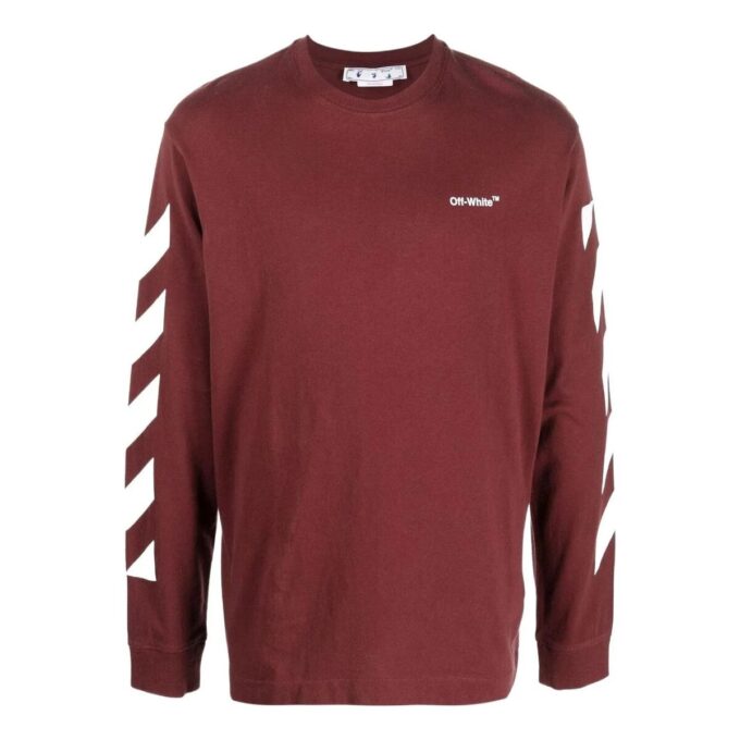 Off-White Herre FW22 Stripe Printing Rundhalset Pullover Rød