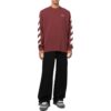 Off-White Herre FW22 Stripe Printing Rundhalset Pullover Rød