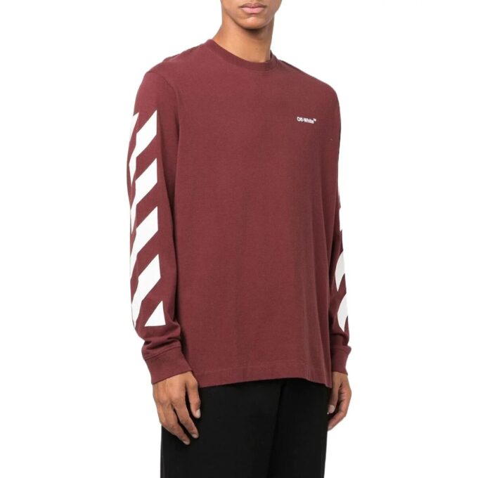 Off-White Herre FW22 Stripe Printing Rundhalset Pullover Rød