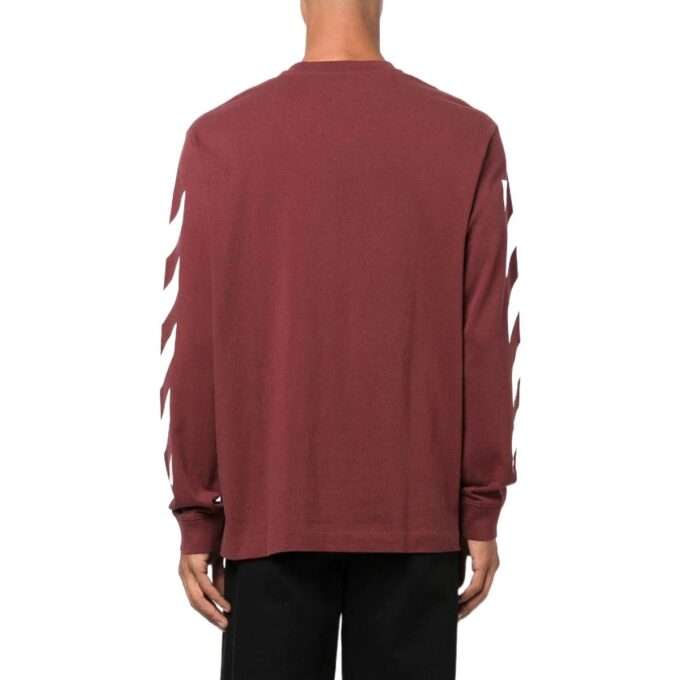 Off-White Herre FW22 Stripe Printing Rundhalset Pullover Rød