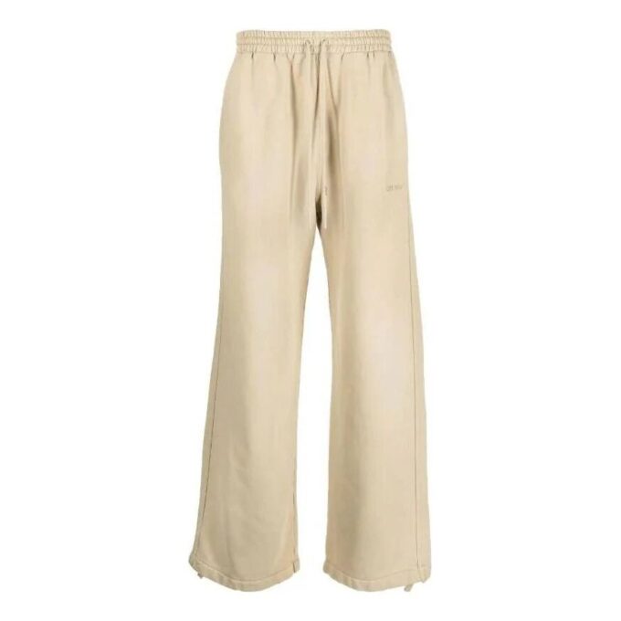 Off-White Herre FW22 Stripe-trykk Snøring Rett ben Casual bukser/bukser Beige