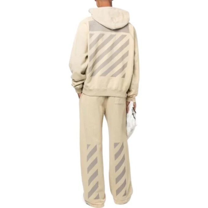 Off-White Herre FW22 Stripe-trykk Snøring Rett ben Casual bukser/bukser Beige