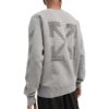 Off-White Herre FW22 Stripet pil-logo-trykk Rundhalset genser Grå
