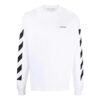 Off-White Herre FW22 Stripet Rundhalset Langermet Hvit T-skjorte