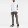 Off-White Herre FW22 Stripet Rundhalset Langermet Hvit T-skjorte