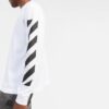 Off-White Herre FW22 Stripet Rundhalset Langermet Hvit T-skjorte