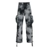 Off-White Herre FW22 Tie Dye-mønster 3D-lomme Cargo-bukser/bukser Svart