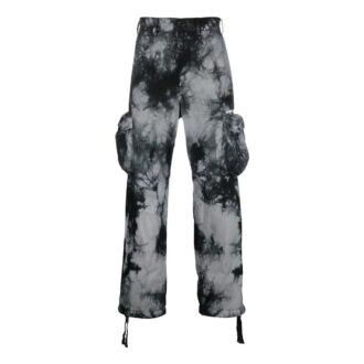Off-White Herre FW22 Tie Dye-mønster 3D-lomme Cargo-bukser/bukser Svart