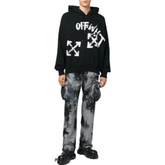 Off-White Herre FW22 Tie Dye-mønster 3D-lomme Cargo-bukser/bukser Svart