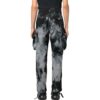 Off-White Herre FW22 Tie Dye-mønster 3D-lomme Cargo-bukser/bukser Svart