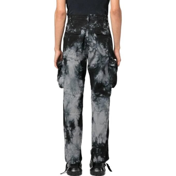 Off-White Herre FW22 Tie Dye-mønster 3D-lomme Cargo-bukser/bukser Svart