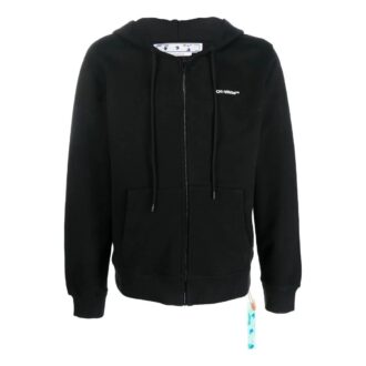 Off-White Herre FW22 Twill Logo-trykk Glidelås Løs Passform Svart