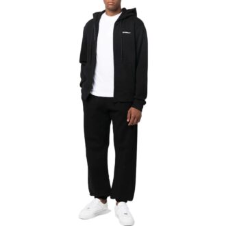 Off-White Herre FW22 Twill Logo-trykk Glidelås Løs Passform Svart
