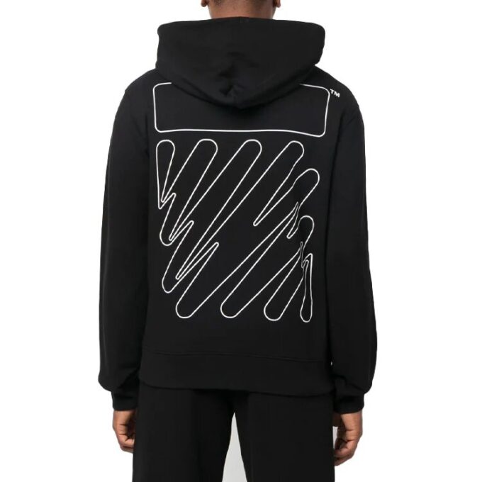 Off-White Herre FW22 Twill Logo-trykk Glidelås Løs Passform Svart