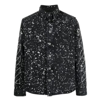 Off-White Herre FW22 Twill-trykk, enkeltspent, langermet, standardversjon, svart skjorte