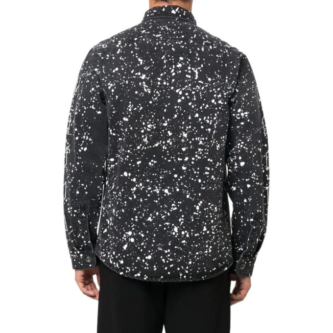 Off-White Herre FW22 Twill-trykk, enkeltspent, langermet, standardversjon, svart skjorte