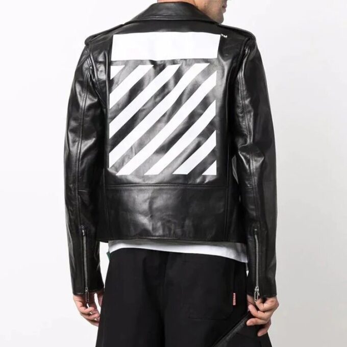 Off-White Herre FW22 Twill-trykk jakke med glidelås Svart