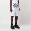 Off-White Herre FW22 Twill-trykk Knelang Elastisk linning Casual shorts Løs passform Hvit