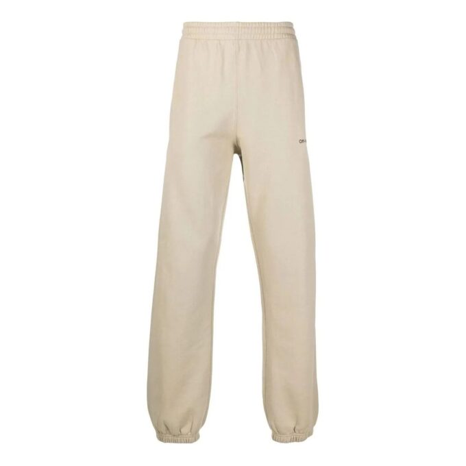 Off-White Herre FW22 Twill-trykk med fotmønster Bukser/Joggebukse Løs passform Beige