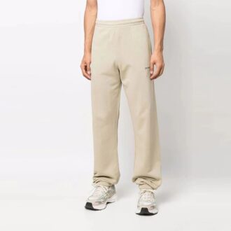 Off-White Herre FW22 Twill-trykk med fotmønster Bukser/Joggebukse Løs passform Beige