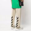 Off-White Herre FW22 Twill-trykk med fotmønster Bukser/Joggebukse Løs passform Beige