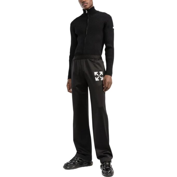 Off-White Herre FW22 Uformelle sportsbukser med pilemønster/Joggebukser Svart