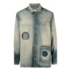Off-White Herre FW22 utskåret jakke med enkelt knappestolpe i Denim, vanlig versjon, blågrå