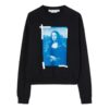 Off-White Herre-genser i bomull med Mona Lisa-trykk og rund hals, svart