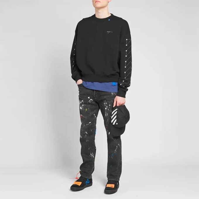 Off-White Herre-genser i bomull med rund hals, svart