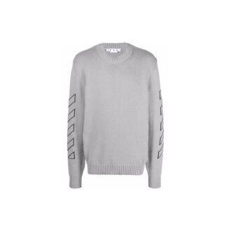 Off-White Herre-genser i ull med brodert logo, grå