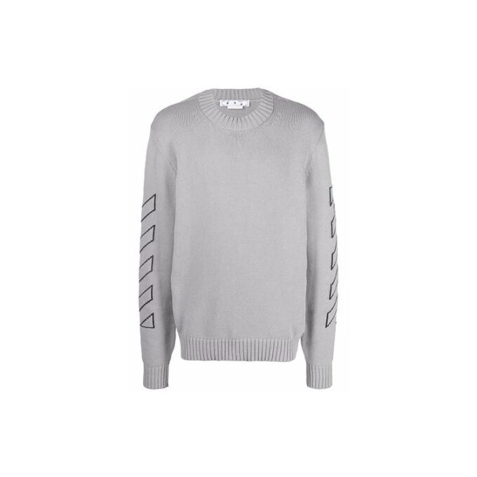 Off-White Herre-genser i ull med brodert logo, grå