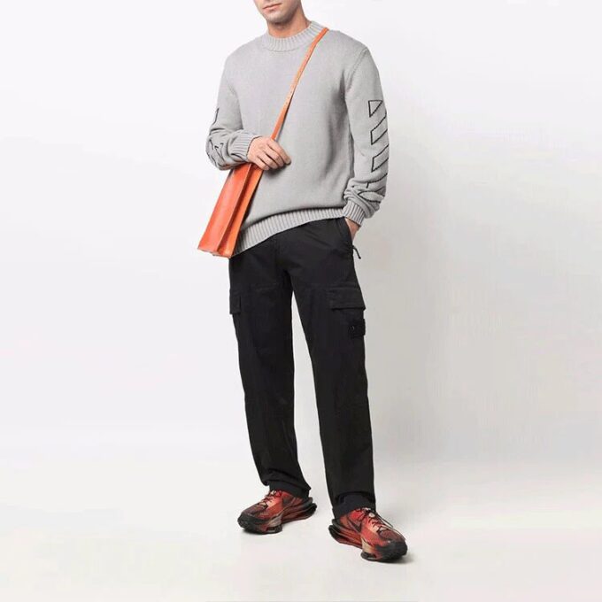 Off-White Herre-genser i ull med brodert logo, grå