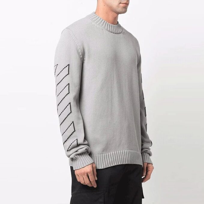 Off-White Herre-genser i ull med brodert logo, grå