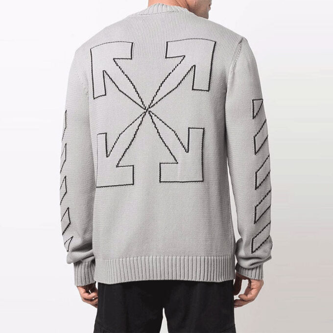 Off-White Herre-genser i ull med brodert logo, grå