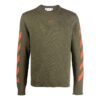 Off-White Herre-genser med logo-mønster, rund hals og slim fit, grønn
