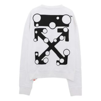 Off-White Herre-genser med logo og pilemønster, løs passform, hvit