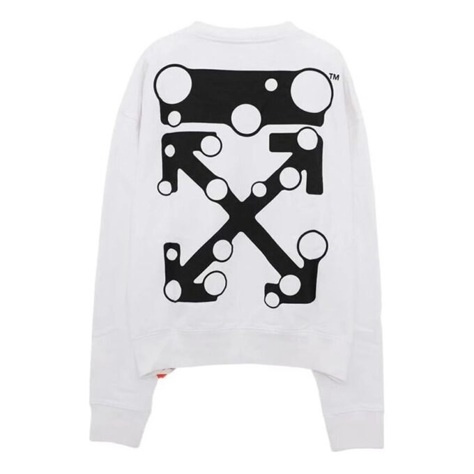 Off-White Herre-genser med logo og pilemønster, løs passform, hvit