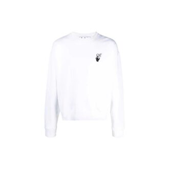 Off-White Herre-genser med logo og pilemønster, løs passform, hvit