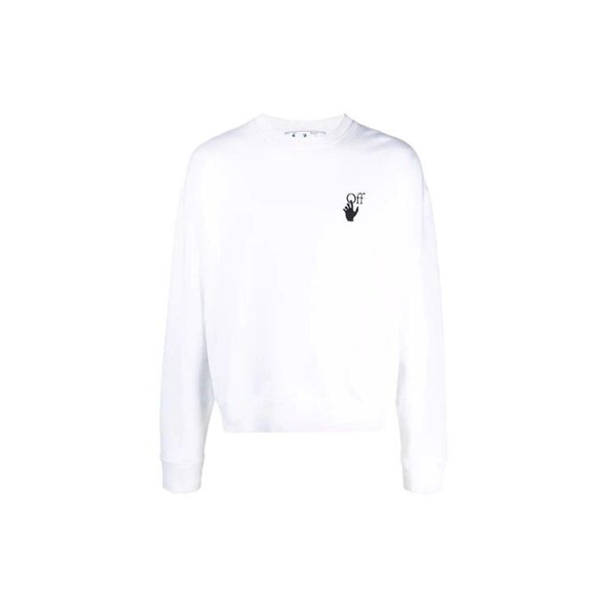 Off-White Herre-genser med logo og pilemønster, løs passform, hvit
