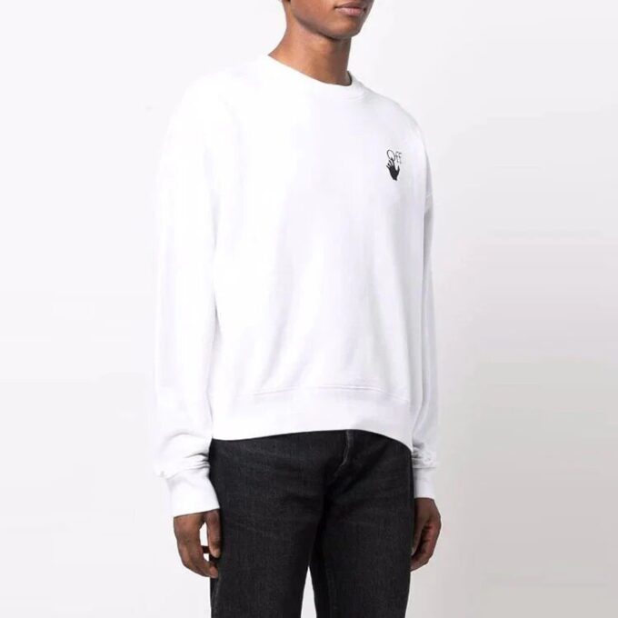 Off-White Herre-genser med logo og pilemønster, løs passform, hvit