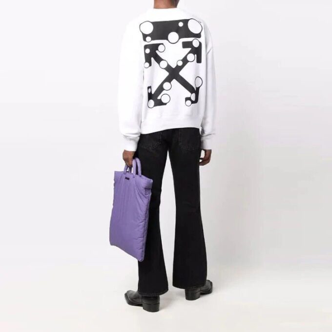 Off-White Herre-genser med logo og pilemønster, løs passform, hvit