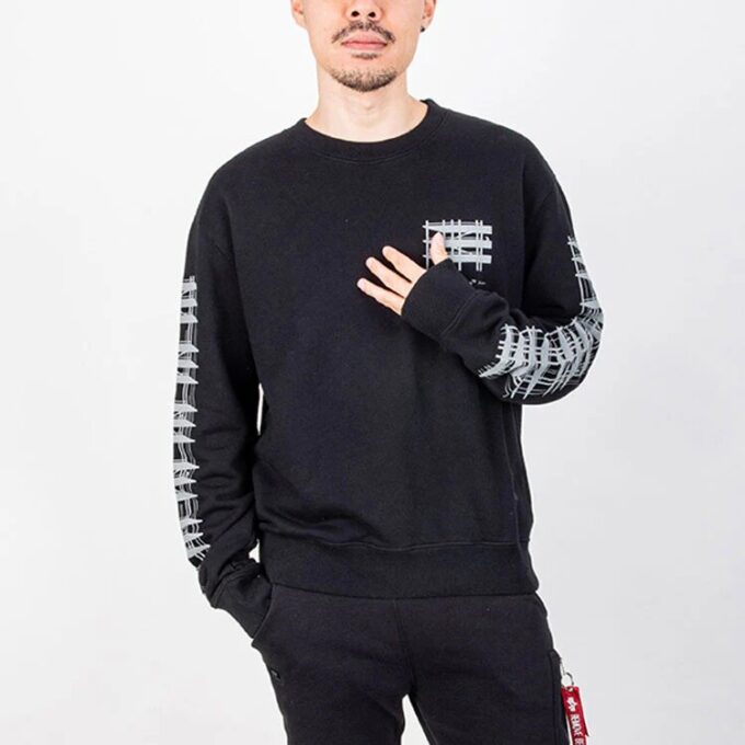 Off-White herre-genser med løs passform, rund hals og trykk – svart