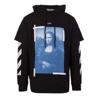 Off-White Herre genser med maleri-trykk, løs passform, svart