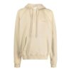 Off-White Herre-genser med striper på ryggen, trykk, hette, lange ermer og løs passform, beige