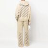 Off-White Herre-genser med striper på ryggen, trykk, hette, lange ermer og løs passform, beige