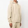 Off-White Herre-genser med striper på ryggen, trykk, hette, lange ermer og løs passform, beige