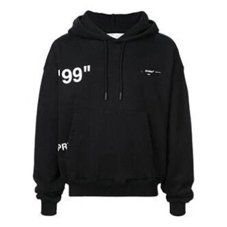 Off-White Herre-genser med trykk på ryggen, løs passform, svart