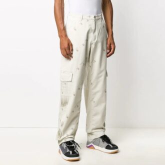 Off-White Herre Geometrisk mønster Spenne Casual Lange bukser/bukser Løs passform Hvit